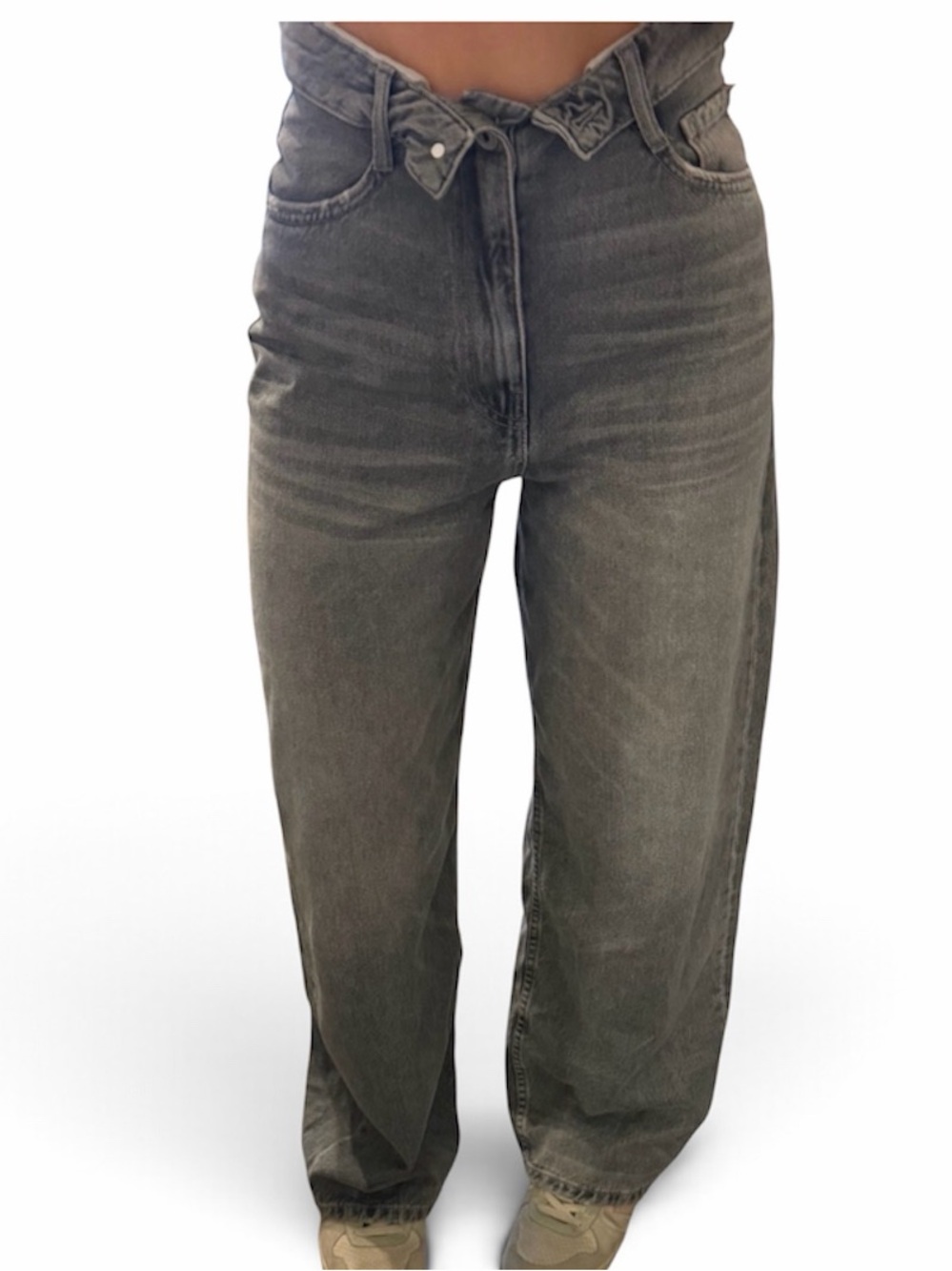 Wide Leg women baggy Jeans in Faded Gray